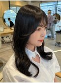 (韓国風/くびれヘア/縮毛矯正/前髪/韓国レイヤー/小顔)