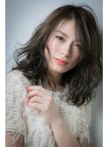 オリーブブラウン大人美人小顔ウェーブミディアムv越谷30代40代