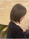 オリーブグレージュ オリーブベージュ 長めボブ ストレートボブ