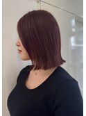 ピンクブラウン+くびれボブ
