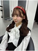 12706黒髪グレーアッシュ韓国風巻き姫カットレイヤーワンカール