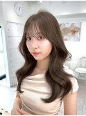 T96ブリーチなしカラー透明感ベージュ韓国風レイヤーカット