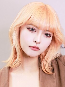 アース 相模大野店(EARTH) ◎透明感ハイトーンオレンジくびれボブ◎顔周りレイヤー