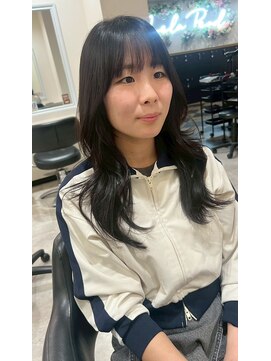 ドクターズサロン レラパール デザインレイヤー/ウェーブ巻き/シースルーバング/うるツヤ/黒髪