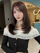 ボタン 熊本(VOTAN)&nbsp;韓国ヘア/レイヤーカット/ミディアムレイヤー/ピンクブラウン