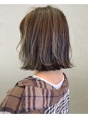 シークレットハイライト×アッシュナチュラル外ハネボブ