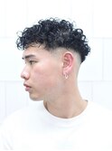 ロースキンフェード刈り上げマッシュ無造作パーマ1