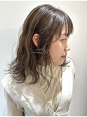 【FOLK】透明感ペールグレージュ☆似合わせ波巻きセミロング♪