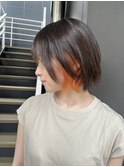 インナーカラーオレンジ/西新ダブルカラー