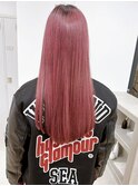チェリーピンク　ケアブリーチ　20代30代40代　髪質改善ロング