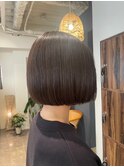 髪質改善/ショートボブ/ストレート/くすみカラー