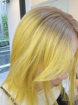 フラム 渋谷(flamme) beige & yellow rootscolor