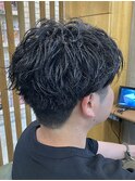 束間アップバングパーマ