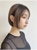 大人可愛い前下がりボブミニボブマロンベージュ透明感夏カラー
