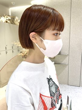 マイル 渋谷(mile) ミニボブ×ブリーチなしオレンジカラー