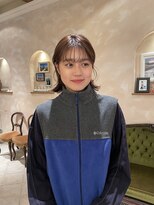 ボブレイヤー・ベージュ・顔周りカット・銀座日比谷20代30代