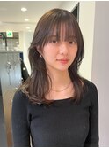 セミロング　顔周りカット　艶髪　レイヤーロング　原宿表参道