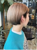 #ワンレン#切りっぱなしボブ#ベージュ#ハイトーン