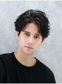 コンマバングフェザーパーマ刈り上げセンターパートカルマ