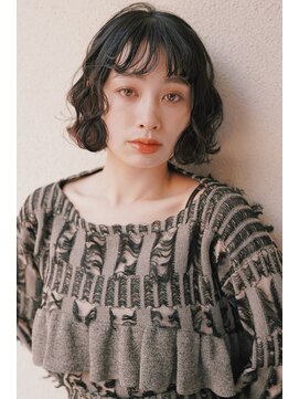 レジュアル(RESSUAL) 黒髪ボブルフネビージュ小顔ヘアワンレン