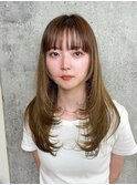 レイヤーカット/ウェットヘア/顔まわりレイヤー