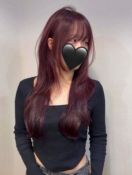 カミケン 黒岩店　kamiken・ 韓国レイヤー×秋のワインレッドカラー【カミケン黒岩店/福島】