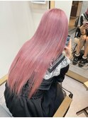 ストレートロングハイトーンブリーチペールピンクmaaya