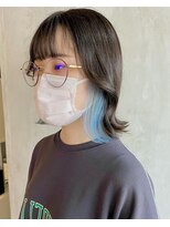 サクラ 岐阜(SAKURA)&nbsp;冬っぽいペールトーンインナーカラー水色　美容室　岐阜