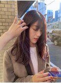 深みパープルカラーレイヤーカット