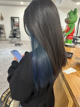 ナンバー(number+) 20代30代大人可愛いインナカラーネイビーブルー