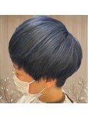 20代30代40代小顔ショートアッシュネイビーブルーブラック