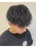 黒髪女子ウケマッシュ縦落ちツイストスパイラルパーマ