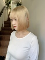 ミルクティーピンクカラーベージュウルフレイヤーナチュラルボブ