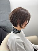 丸みショート ショートボブ 白髪ぼかし
