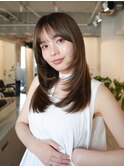 ◎韓国ヘアー顔周りレイヤーダブルカラーおくれ毛前髪長岡/新潟