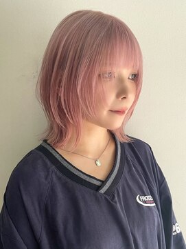 サンクマーケット 渋谷(cinq MARKET) 渋谷ダブルカラー顔周りレイヤーカットコーラルピンクベージュ◆