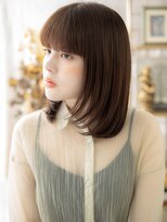 カバーヘア ブリス 志木南口駅前店(COVER HAIR bliss)&nbsp;★ピンクベージュぱっつん前髪美髪レイヤーボブディ20代30代★2