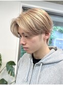 韓国風メンズメルクティーベージュダブルカラーハイトーンカラー