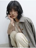 ダークオリーブカラー+ニュアンスウェーブ