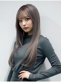 小顔レイヤーロングミルクティ20代30代40代くびれミディ韓国ヘア