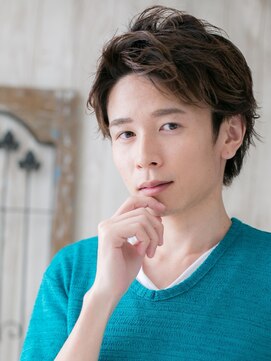 トニーアンドガイ メン 与野駅前店(TONI&GUY MEN) 20代30代かき上げ七三分け波打ちパーマショートj与野