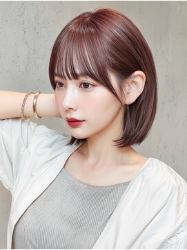 ロンドヴァリー 渋谷店(Lond vallee) ワインレッド×長め大人ボブ