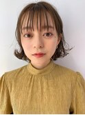 ボブ カーキグレージュ ショート 大人かわいい フェザーバング