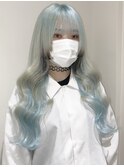 ハイトーンホワイトブルー × エクステ