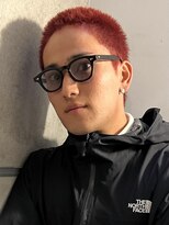 ヘアカロン 熊本本店(Hair CALON)&nbsp;メンズボウズダブルカラーブリーチレッドボウズボウズカラー