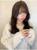 〈藤間〉顔まわりレイヤー/ナチュラル韓国ガーリー/暗髪カラー
