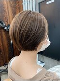 ショート　チェリーブラウン　デジタルパーマ　丸型　卵型　四角