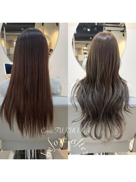 ヘーゼルグレージュ&ミディアムレイヤー《福岡髪質改善》