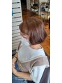 ヘアーメイク グロー(hair make grow) ピンクパール色パッツンボブ+バーム=可愛