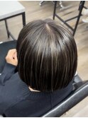 グレージュカラー/ボブ/ココアベージュ/白髪ぼかしハイライト